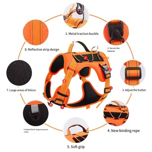 Harnais Réfléchissant Réglable en <span class=keywords><strong>Maille</strong></span> d'Air 3D avec Autocollant pour Chien, Harnais Tactique Oxford pour Grands Chiens avec Poignée - Product Image 2
