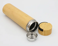 Vente en gros Bouteilles d'eau en bambou isolées à double paroi de 450ml en acier inoxydable avec infuseur à thé