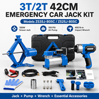 Kit d'outils d'urgence professionnel : cric ciseaux 3T 12V avec clé à chocs électrique et gonfleur de pneus portable