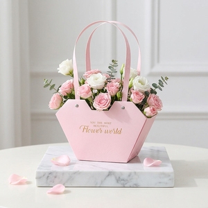 Bolsa de Regalo de Cartón con Diseño Personalizado, Forma Especial, Papel Floral, para Ramos de Flores, con Asa, para Floristería Premium - Product Image 1