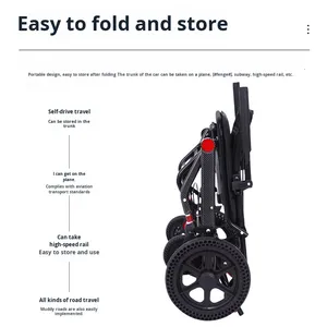 Équipement portatif léger de réadaptation de fauteuil roulant pliable multifonctionnel d'aide à la mobilité à quatre roues anti-chute - Product Image 4
