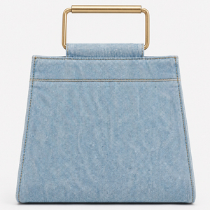 Women Denim Top Handle Handbag Structured Tote Purse Light Blue Casual Fashion Handbag For Daily Use - Product Image 3