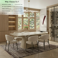 Table à manger OKAY en MDF pour villa, structure robuste, plateau large, beige clair, solutions élégantes, table à manger moderne de luxe
