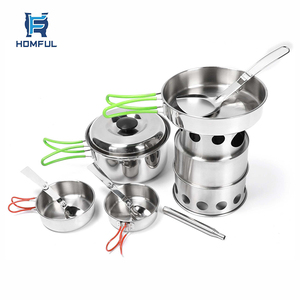 HOMFUL <span class=keywords><strong>Camping</strong></span> cookware set Portable Cooking Pot Cookware Set with stove - Product Image 1