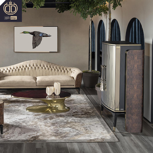 Armoire à vin en verre de luxe moderne pour la maison ou la salle à manger, avec placage bois élégant et rangement en acier inoxydable haut de gamme - Product Image 4