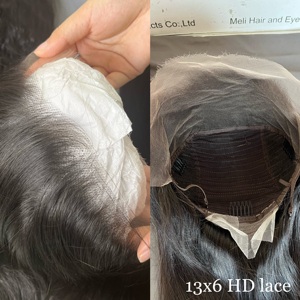 Perruques en cheveux vierges birmans, densité 200%, HD transparente pour dentelle 13x6, ondulations profondes bouclées, sans colle, avec baby hair, vente en gros - Product Image 1