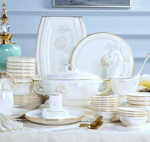 Luxury Bone China Tableware <b>Set</b> Various Specifications for Hotels Restaurants Weddings Commercial Use Dishwasher Safe Scenic - Product Image 5