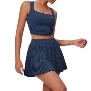 QZ1202 Fitness Wear Entrenamiento personalizado Deporte Tenis Golf Falda de cintura alta y conjunto superior para mujeres - Product Image 5