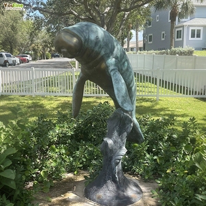 Statue de Manatee en Bronze, Sculpture Animale Aquatique, Décoration Marine Vache de Mer, Fait Main en Fonte pour Jardin, Extérieur, Plage, Place Publique - Product Image 5