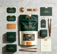 Sachets de thé plats personnalisés avec fermeture éclair, vente en gros, emballage individuel pour sachets de thé, pochettes de rangement réutilisables pour le thé