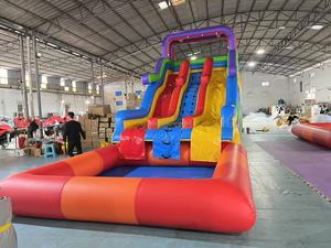 Tobogán Acuático Inflable Comercial Personalizado con Trampolín y <span class=keywords><strong>Piscina</strong></span> para Fiestas, PVC 7x3.3m, Personalizable - Product Image 5