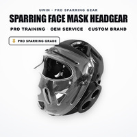 Casque de sparring d'usine avec masque facial transparent, en mousse épaissie monobloc, respirant, pour la boxe, le Sanda, l'entraînement en dojo, service OEM