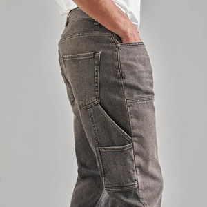 Jeans DiZNEW en denim foncé grande taille pour hommes <span class=keywords><strong>Chemise</strong></span> en <span class=keywords><strong>jean</strong></span> délavé <span class=keywords><strong>noir</strong></span> personnalisée à la mode en usine pour hommes Jeans slim pour hommes épissage droit - Product Image 4