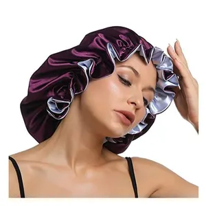 Phụ nữ với Snap thiết kế thêm Dài Lụa Slouchy cap tùy chỉnh ban nhạc đàn hồi satin nắp ca-pô