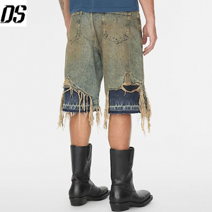 Nouvelle Arrivée <span class=keywords><strong>Short</strong></span> <span class=keywords><strong>en</strong></span> Jean Rétro Délavé Effet Usé Coupe Droite Ample et Déchiré pour Homme Taille Moyenne - Product Image 4