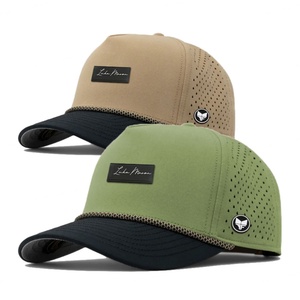 Casquette de baseball pour homme Merlin Manufacturer, imperméable, 5 panneaux, découpe laser, maille perforée, logo PVC personnalisé multicolore, casquette de golf avec cordon - Product Image 1