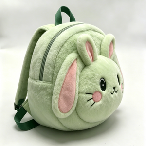 Customized Green <b>cat</b> plush <b>backpack</b>, Round <b>cat</b> face <b>backpack</b>, Cute plush <b>cat</b> bag, Soft fuzzy <b>cat</b> <b>backpack</b>, Pastel green <b>cat</b> - Product Image 4