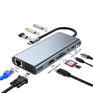 Adaptateur multiport <span class=keywords><strong>USB</strong></span> <span class=keywords><strong>C</strong></span> multifonction 11 en 1, HUB HDTV 4K 30Hz, 4 ports <span class=keywords><strong>USB</strong></span> 3.0, 3,5 mm AUX, station d'accueil 11 ports pour ordinateur portable, séparateur - Product Image 1