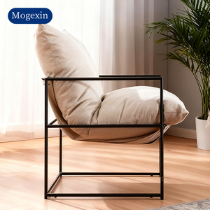 Fauteuil pouf en métal blanc, fauteuil lounge, design moderne pour une utilisation en extérieur et en chambre, ensemble de meubles d'hôtel commercial - Product Image 3