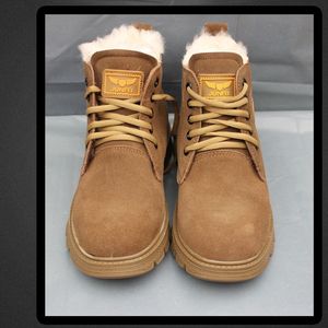 Men's Winter Snow Boots Thickened <b>Wool</b> Lined Warm Anti-Slip Work Boot For Outdoor Use Earthy <b>Yellow</b> Size 42 - Product Image 4