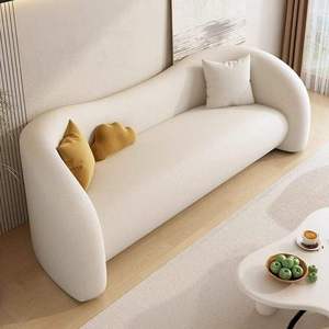 Modern Curved <b>Cream</b> <b>Sofa</b> Upholstered Lounge Couch Minimalist Reception Seating <b>for</b> Living Room Hotel Salon - Product Image 5