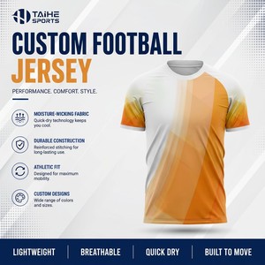 Maillot de football pour homme à séchage rapide, uniforme de football de haute qualité, nom et numéro personnalisés, logo, style rétro, maillot de football unisexe - Product Image 1
