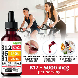 Complexe de vitamines B liquide en gouttes B12 5000mcg B6 <span class=keywords><strong>B1</strong></span> saveur framboise Soutien énergétique pour le bien-être général Complexe 2oz - Product Image 3