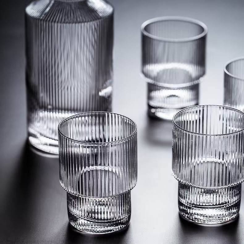 hand made 300ml glass water cup 700mlwhiskey glass bottle set