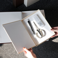 Boîtes de présentation de livres de table basse en carton avec couvercles magnétiques, design personnalisé, logo, décoration, faux lin, imitation lin