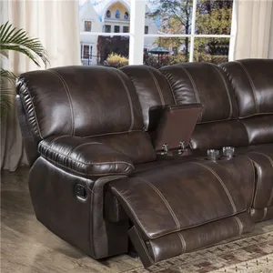 Sofá de luxo com preço de fábrica 2024, sofás seccionais grandes, poltrona reclinável de couro marrom preto único