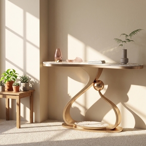 Table <span class=keywords><strong>console</strong></span> moderne en marbre doré pour hôtel, salle à manger, salon, couloir étroit, mobilier de luxe pour la maison - Product Image 1