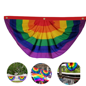Bandera de Arcoíris con Ojales para Desfiles, Festivales y Celebraciones, 35" x 71" - Product Image 1