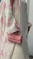 Ensemble Abaya Élégant en Laine à Imprimé Floral pour Femmes Musulmanes – Kimono Modeste avec Robe Intérieure Longueur Ras du Sol Grande Taille Ceinturé à la Taille