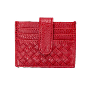Porte-cartes de visite ultra-fin en PU tressé, couleur unie, avec fente pour <span class=keywords><strong>carte</strong></span> d'identité, sans fermeture, étui portable pour cartes, <span class=keywords><strong>pochette</strong></span> de <span class=keywords><strong>rangement</strong></span> pour documents d'identité - Product Image 1