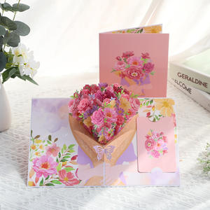 Thiệp chúc mừng hoa bó 3D gấp giấy sáng tạo mới, quà tặng ngày lễ, ngày của mẹ, ngày lễ tình nhân, kỷ niệm - Product Image 2
