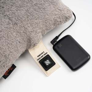 Heated Plush Pillow Memory Foam Square Gray Brown Warmth <b>Cushion</b> - Product Image 2