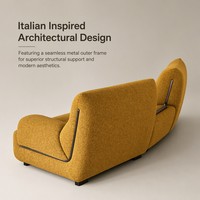 Sofá Seccional Modular Minimalista Italiano, Sofá Combinado Curvo de Tela Bouclé en Dos Tonos con Mesa Lateral para Sala de Estar de Villa