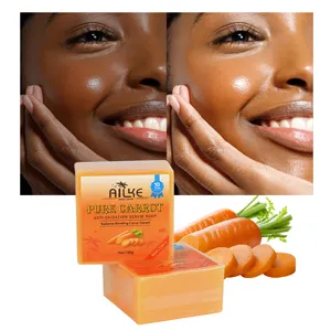 AILKE Get Glowing Dark Black Hauts erum Aufhellung Private Label Gesicht Handgemachte Seife Vitamin E Feuchtigkeit spendende Karotten seife