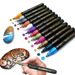 Pump Action Marker Scrapbooking for <strong>Adults</strong>, Kids, Set of 12 Glitter Metallic Marker Paint <strong>Pens</strong> - Product Image 1
