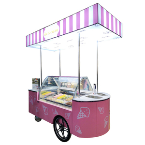 Food Truck Ice Cream Display Cabinet Freezer Refrigerator Gelato Popsicle Ice Cream Push Cart
