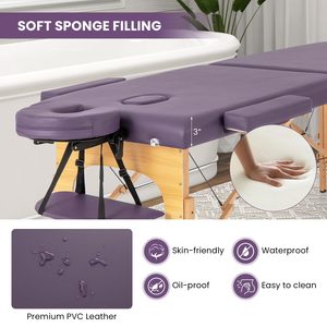 Cama de masaje de haya plegable doble lavanda-púrpura Yongteng con espuma de alta resistencia para spa, salón y cuidado corporal - Product Image 5