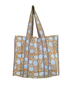 Bolso Tote Acolchado de Algodón Ecológico con Estampado Artesanal de Jaipur, Cierre de Cremallera, Hecho a Mano, Sostenible, Primavera, 18x16 - Product Image 1