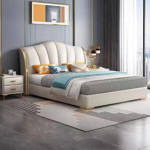 OEM/ODM Lujo Moderno King Size Cama doble Cabecero tapizado alto Muebles de dormitorio europeo de gama alta Cuero exclusivo - Product Image 6