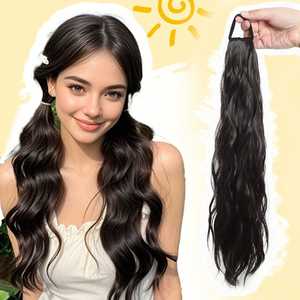 Perruque queue de cheval Ring X Hair pour femme, cheveux longs bouclés, 140g, application facile, extension de cheveux synthétiques résistants à la chaleur - Product Image 4