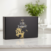 Lot de 6 bouteilles de vin en gros avec logo personnalisé, coffret cadeau, emballage en carton ondulé rouge, finition mate UV et pelliculage mat
