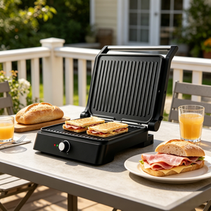 Grill panini électrique professionnel, plaque fixe antiadhésive, grill de contact 180° ° Machine à sandwichs ouverts avec bac de récupération des graisses pour la cuisine à domicile - Product Image 5