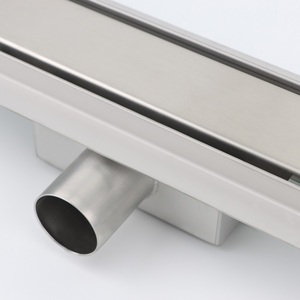 Drain de douche linéaire invisible en acier inoxydable brossé, personnalisable, pour salle de bain moderne, avec insert de <span class=keywords><strong>carrelage</strong></span>, long et rectangulaire - Product Image 5