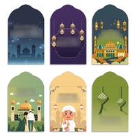 6 pièces/paquet, enveloppe personnalisée islamique Ramadan Kareem Eid Mubarak, enveloppe cadeau personnalisée islamique Eid Kareem, enveloppe en papier rouge pour argent liquide
