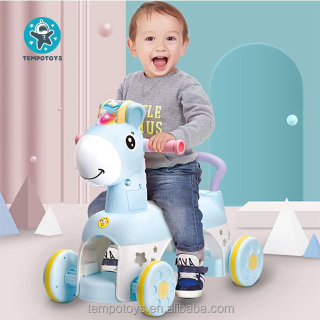 Horse Ride On Animal Plastic Car Baby Walkers Music Pony Fun Music Walker Activity Walker + Push Car 18-60 Month