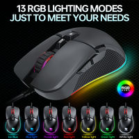 Souris de jeu filaire USB T-WOLF G590 avec éclairage RGB, 800-7200 DPI réglables, 7 boutons, design ergonomique, ABS, pour ordinateur portable